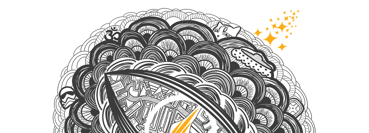 Abstract monochrome particles